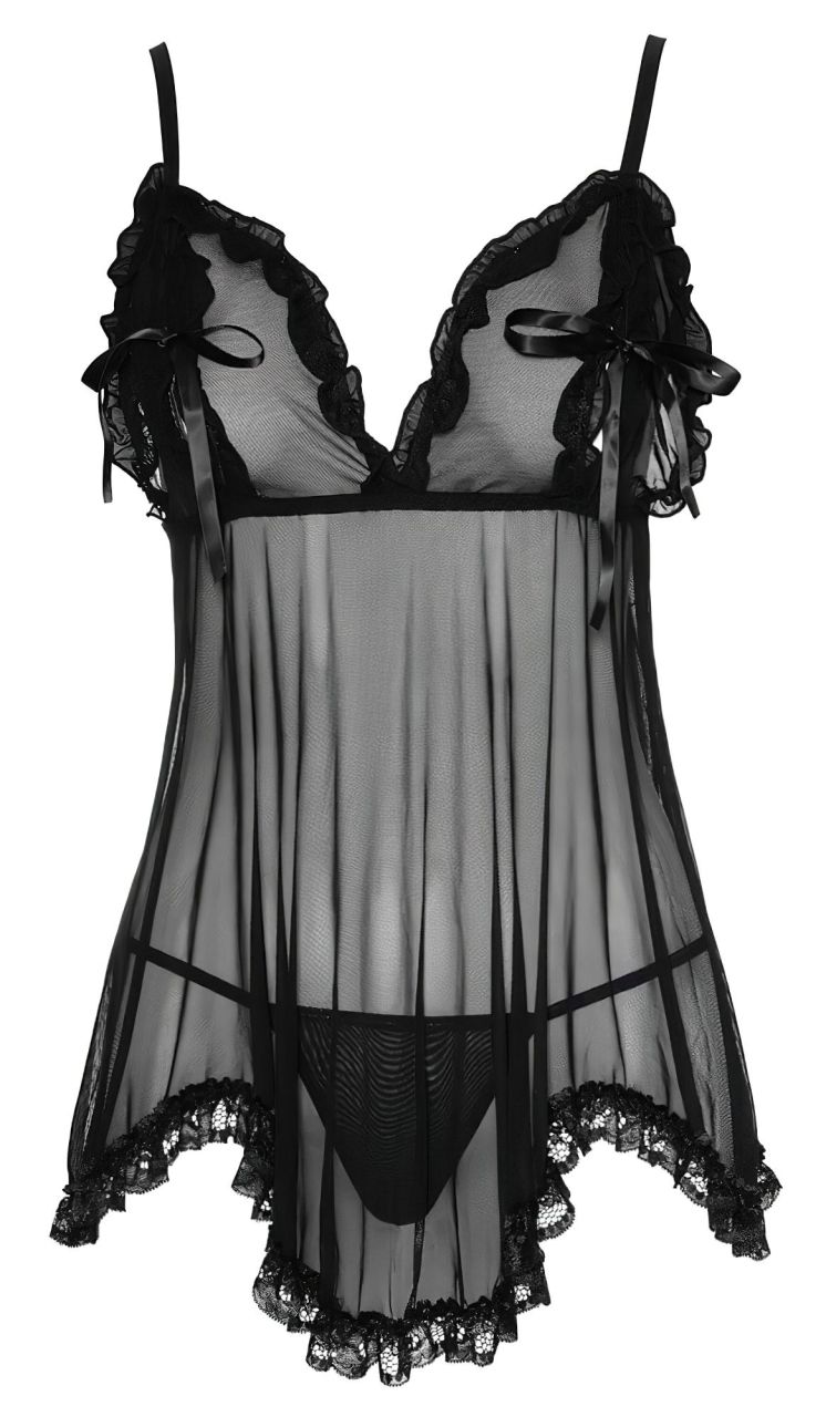 Cottelli - Lenge, fodros babydoll (fekete) Cottelli - Lenge, fodros babydoll (fekete)