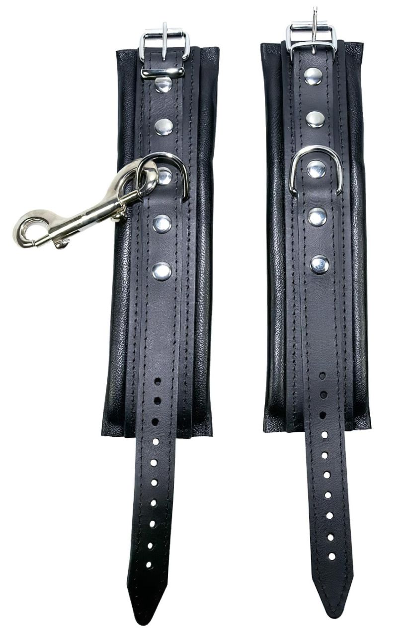 ZADO - bőr csukló bilincs és karabiner (fekete)