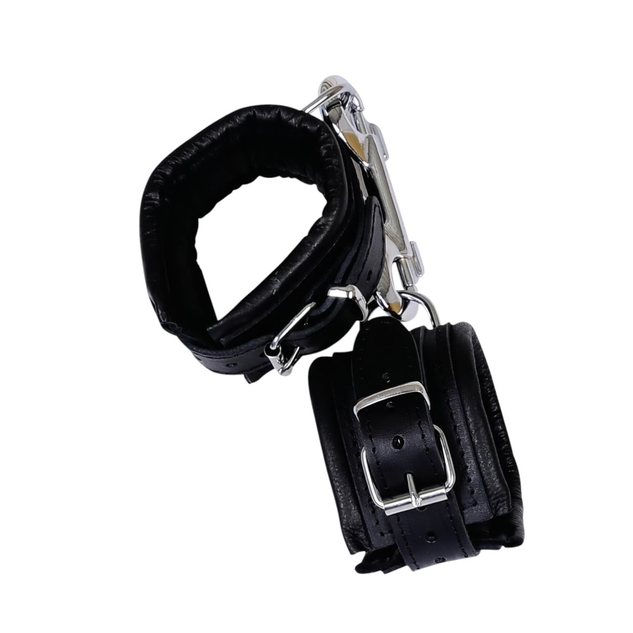 ZADO - bőr csukló bilincs és karabiner (fekete)