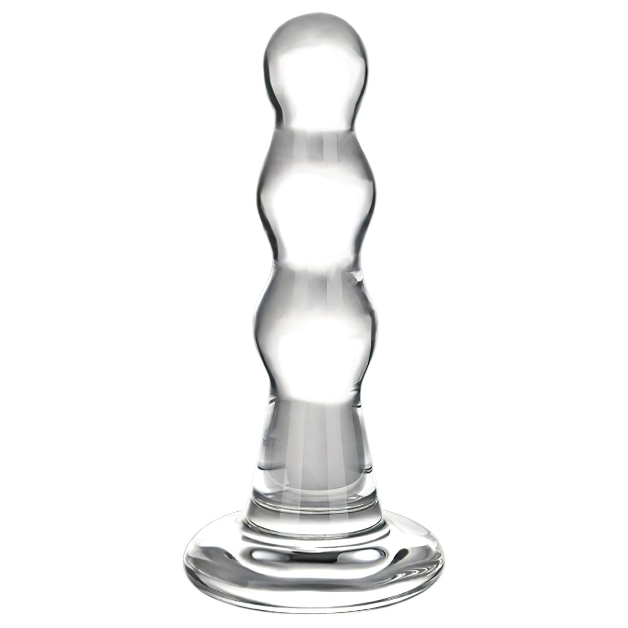 GLAS - hullámos üveg anál dildó (átlátszó)
