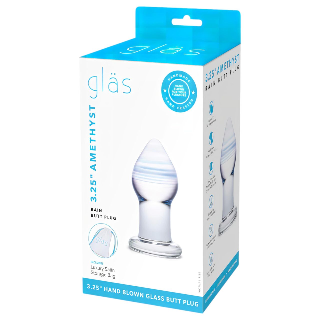 GLAS Amethyst Rain - üveg anál plug (átlátszó lila)