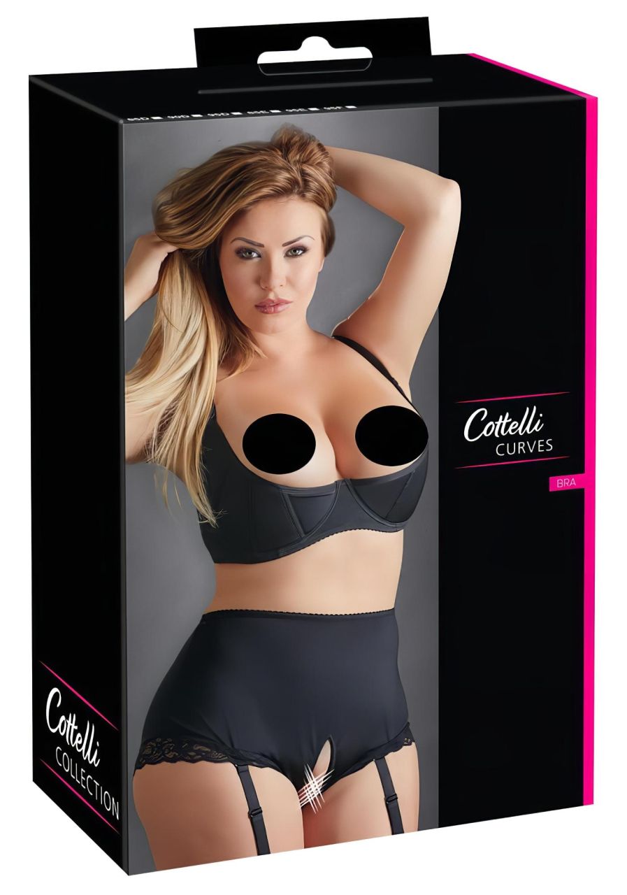 / Cottelli Plus Size - merevített mellemelő (fekete) / Cottelli Plus Size - merevített mellemelő (fekete)