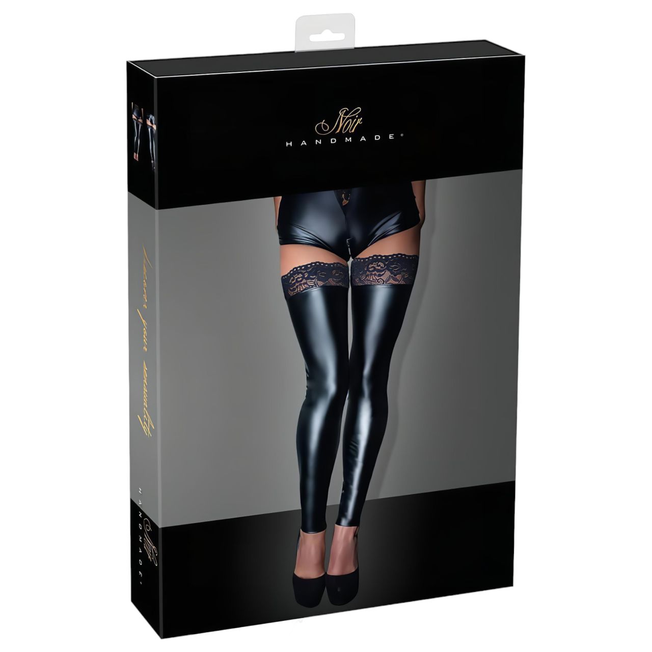 Noir - csipkés fényes combfix (fekete) Noir - csipkés fényes combfix (fekete)
