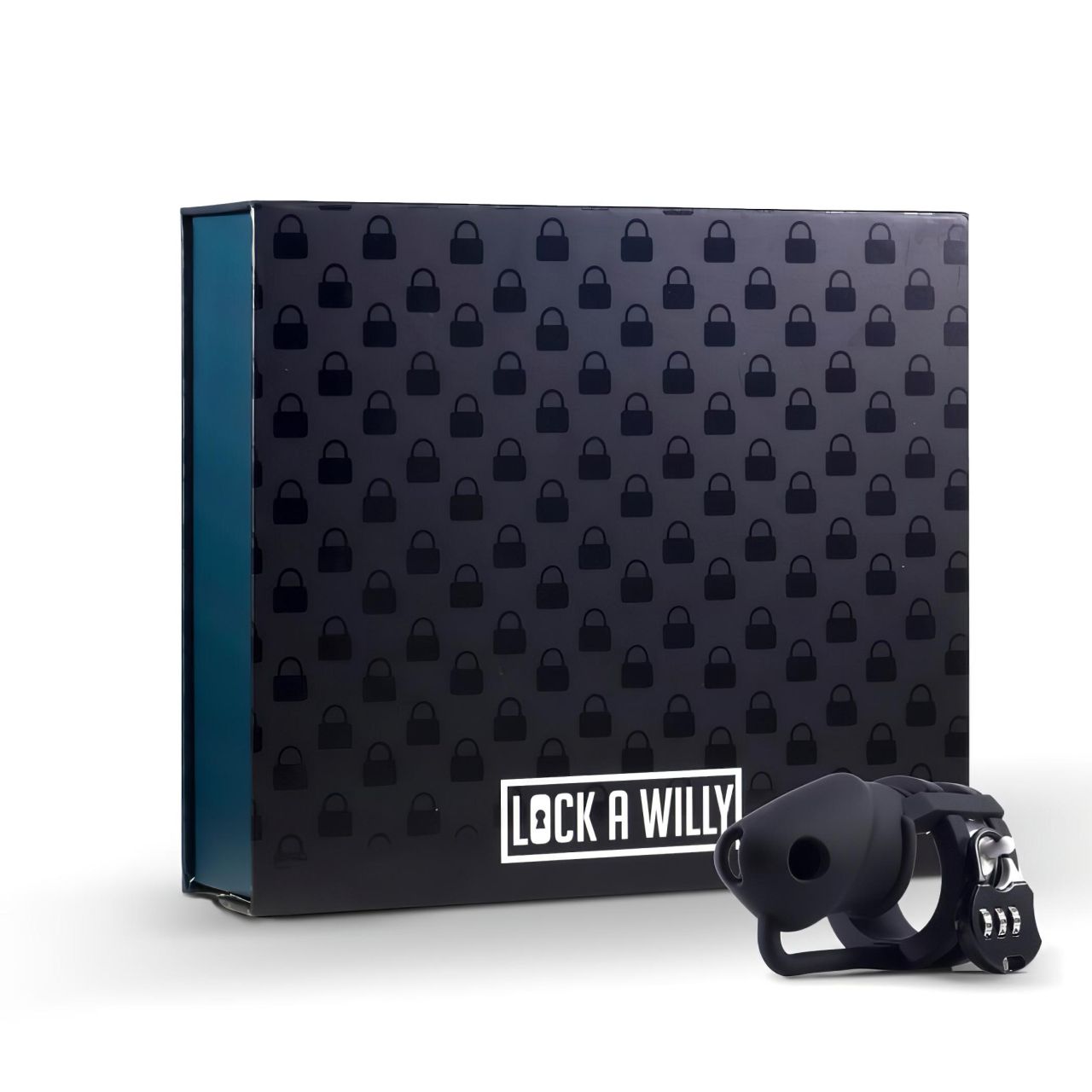 LOCK A WILLY - szilikon pénisz ketrec lakattal (fekete)