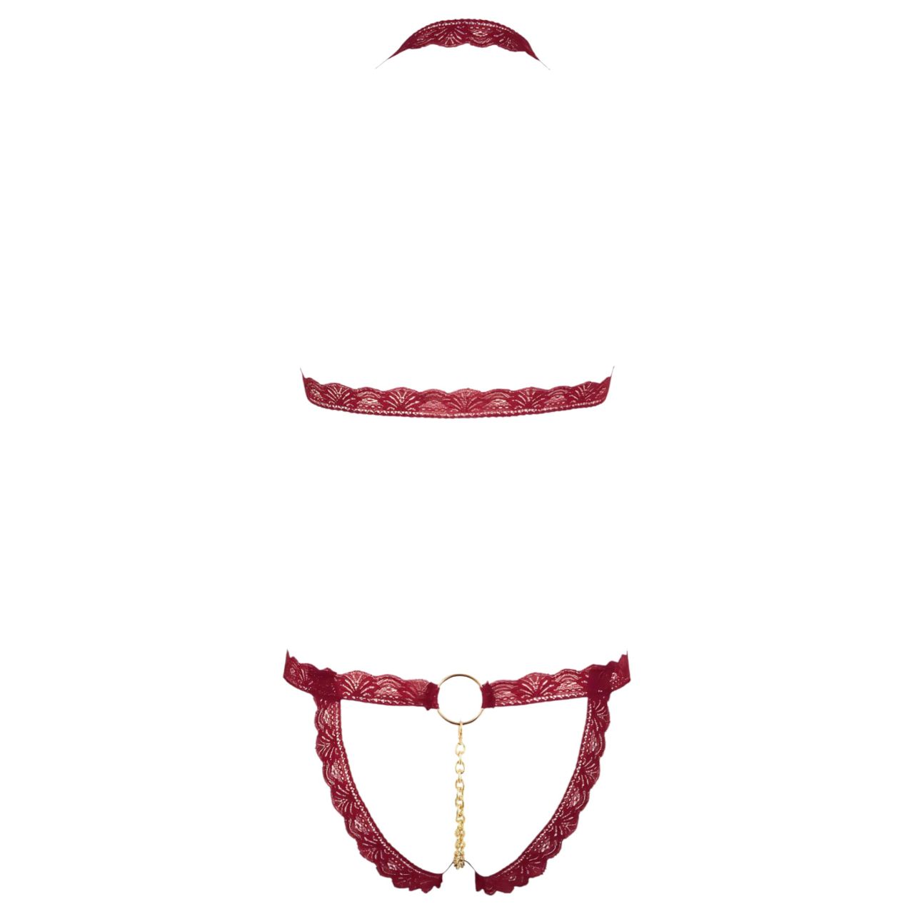 Cottelli - fém gyűrűs, nyitott melltartó szett (piros) Cottelli - fém gyűrűs, nyitott melltartó szett (piros)