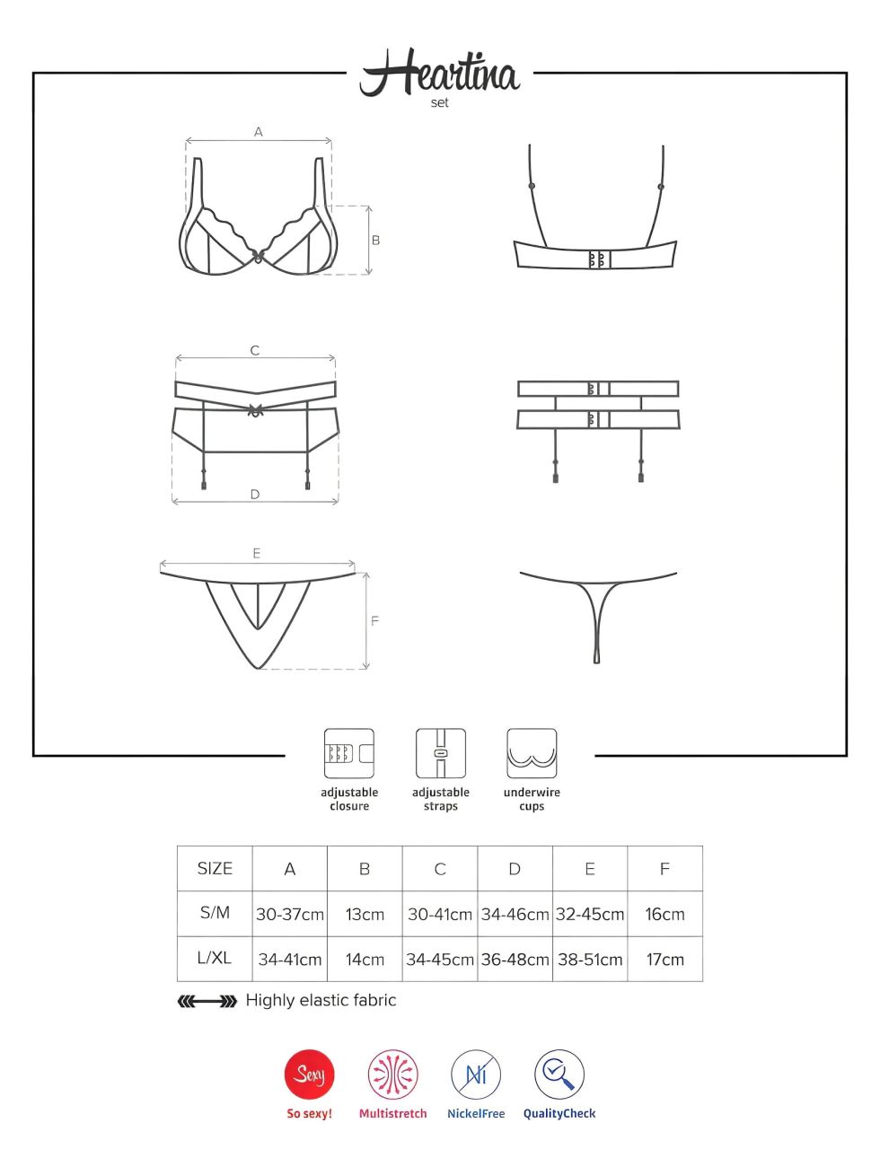 / Obsessive Heartina - fehérnemű szett (piros)