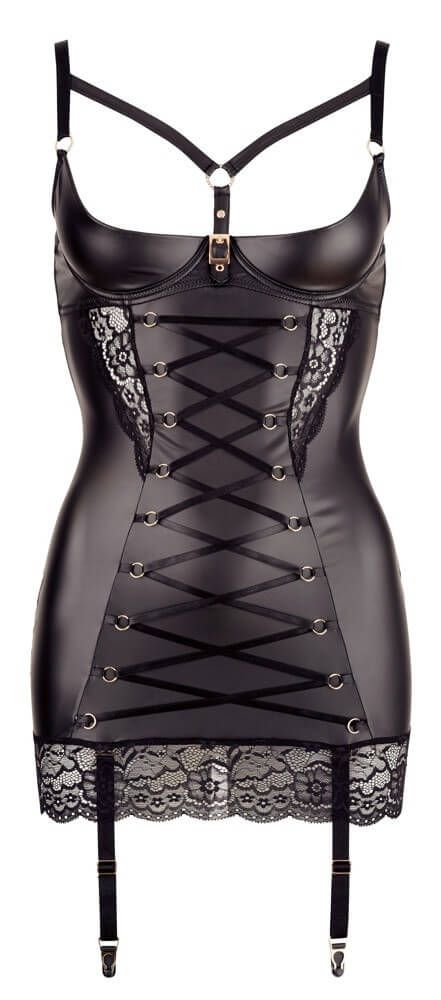 Abierta Fina - szatén fényű, mellemelős ruha (fekete)