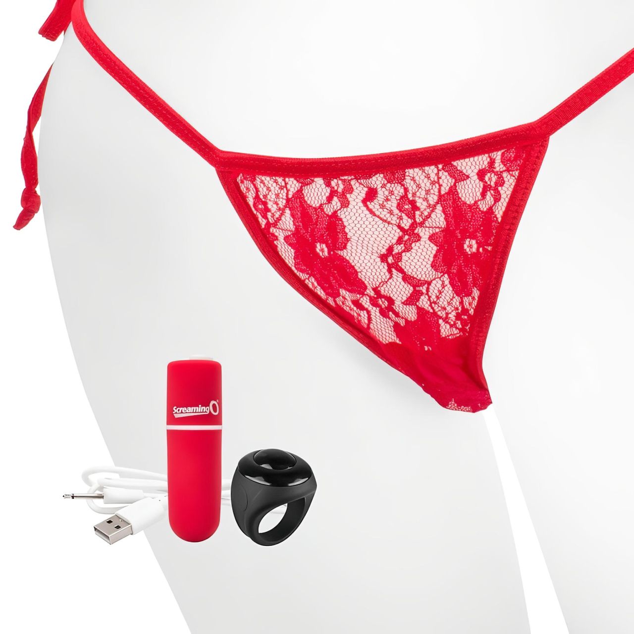 Screaming O Panty Set - vibrációs tanga - piros (S-L) Screaming O Panty Set - vibrációs tanga - piros (S-L)