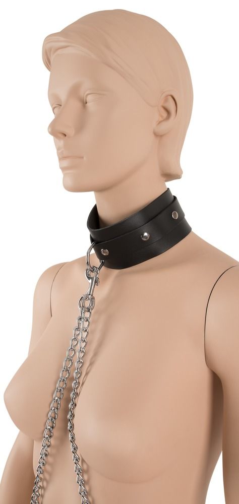 ZADO - bőr nyak-csukló-boka bilincs szett (fekete)