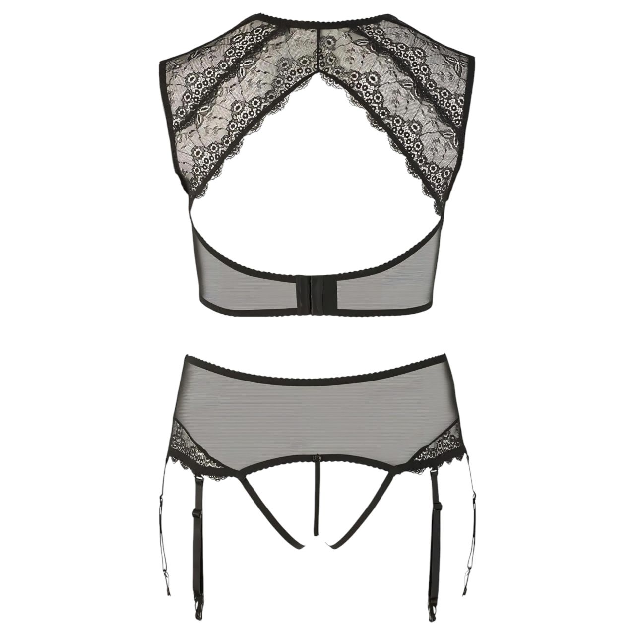 Cottelli Plus Size - strasszos, csipke fehérnemű szett (fekete) Cottelli Plus Size - strasszos, csipke fehérnemű szett (fekete)