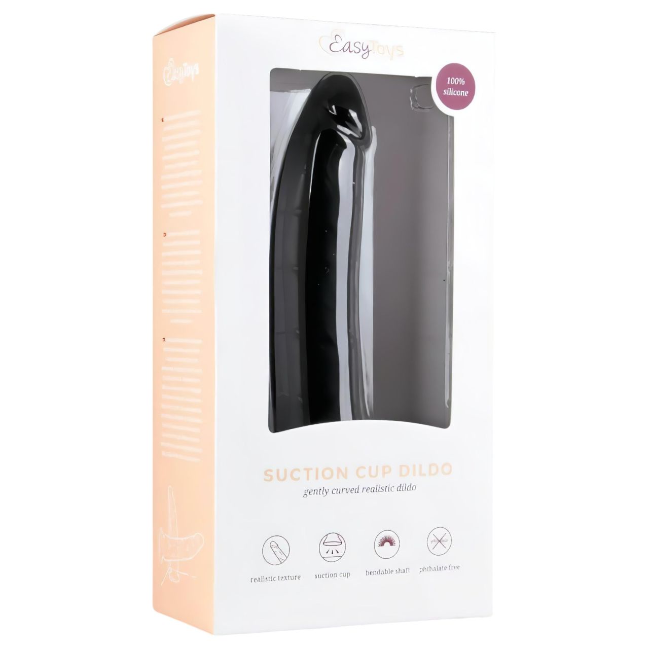 Easytoys - tapadókorongos 100% szilikon dildó (21cm) - fekete