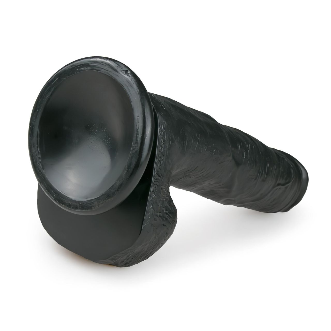 Easytoys - tapadókorongos, herés dildó (22,5cm) - fekete