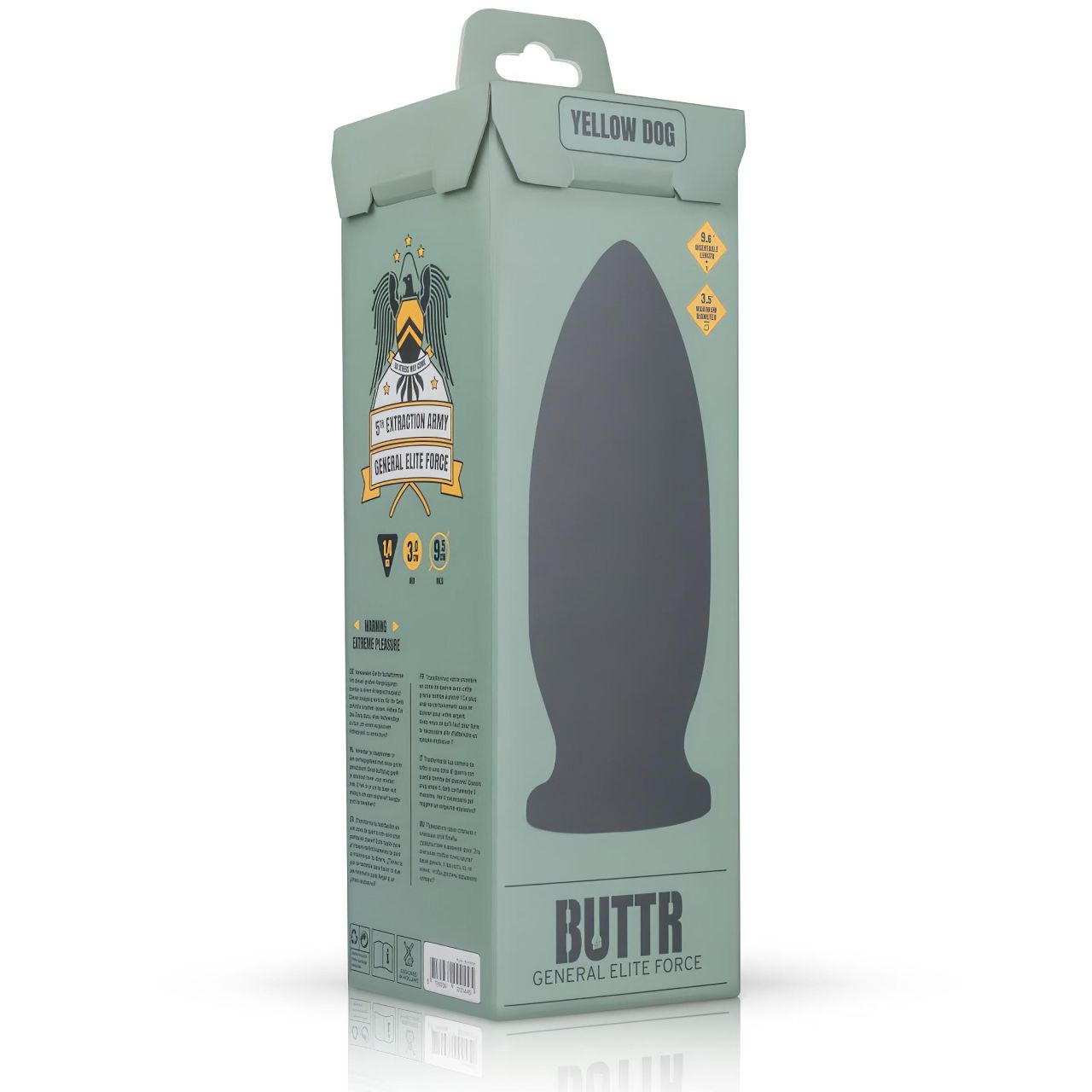 BUTTR Yellow Dog - tapadókorongos dildó (fekete)