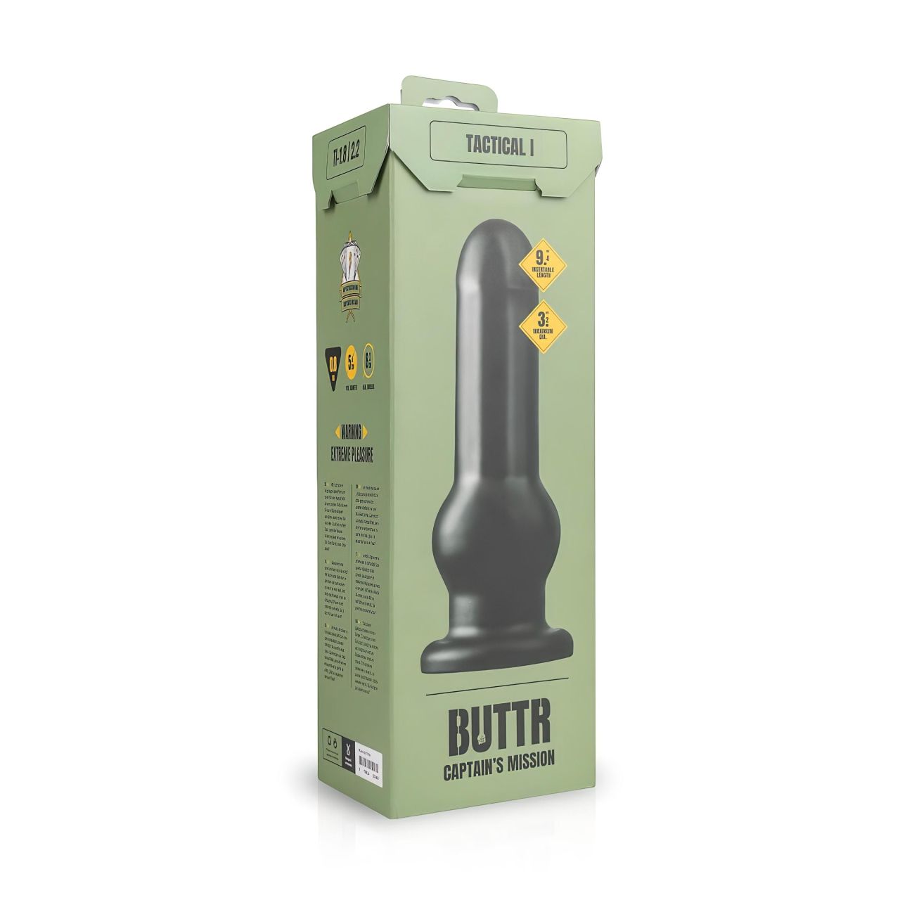 BUTTR Tactical I - tapadókorongos dildó (fekete)