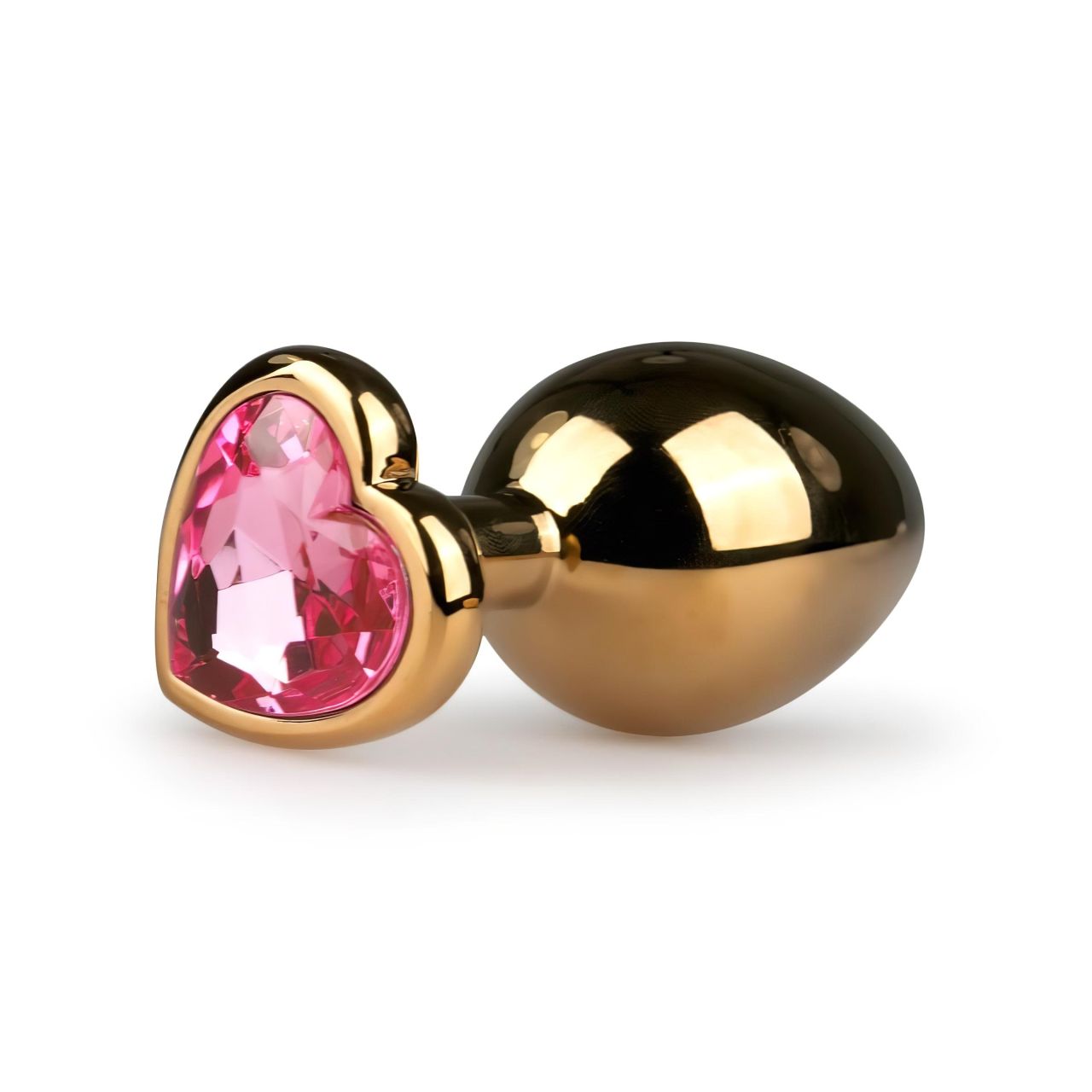 Easytoys Metal No.7 - pink köves, kúp anál plug - arany (3cm)