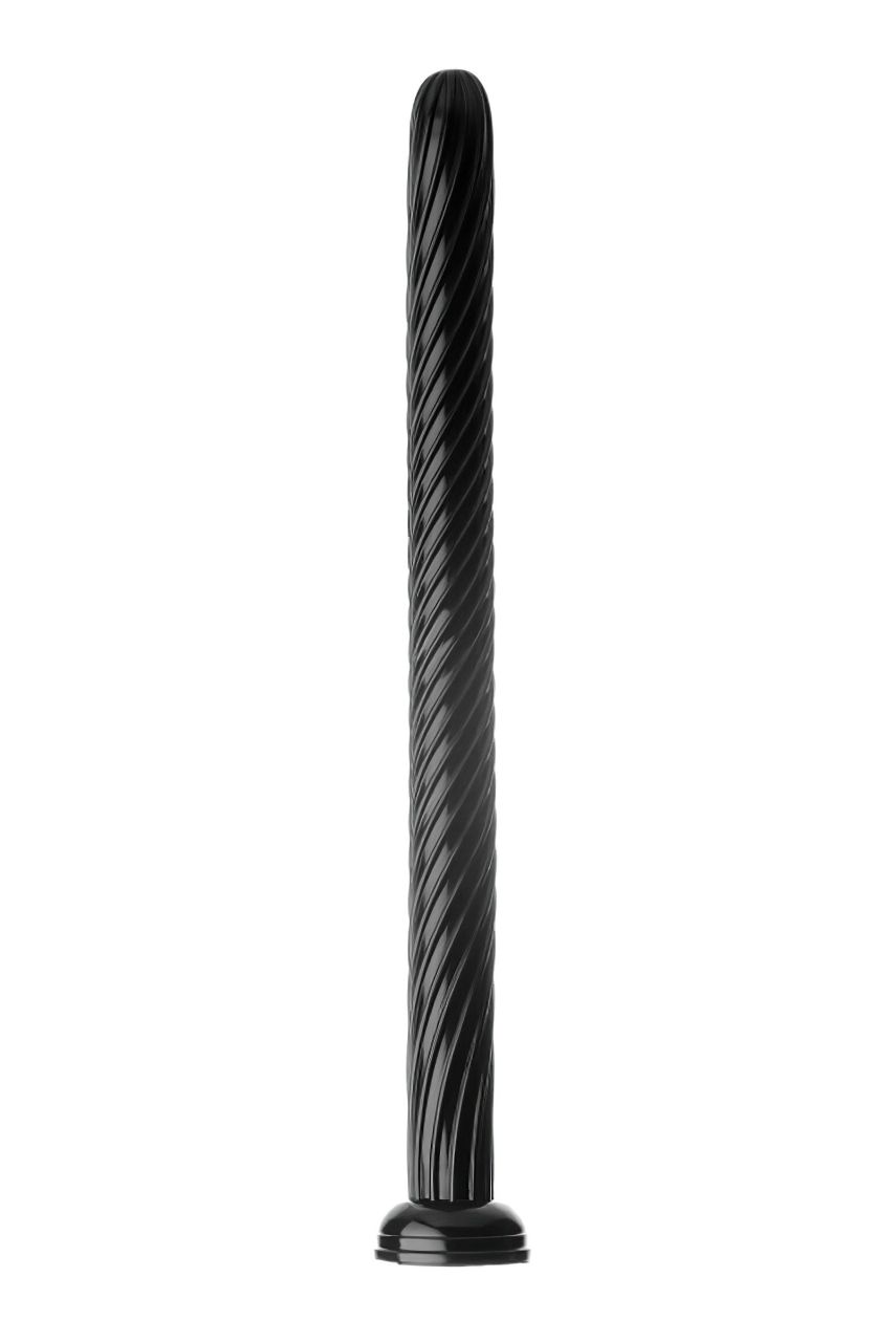 Hosed Spiral Anal Snake 19 - tapadókorongos anál dildó (fekete)