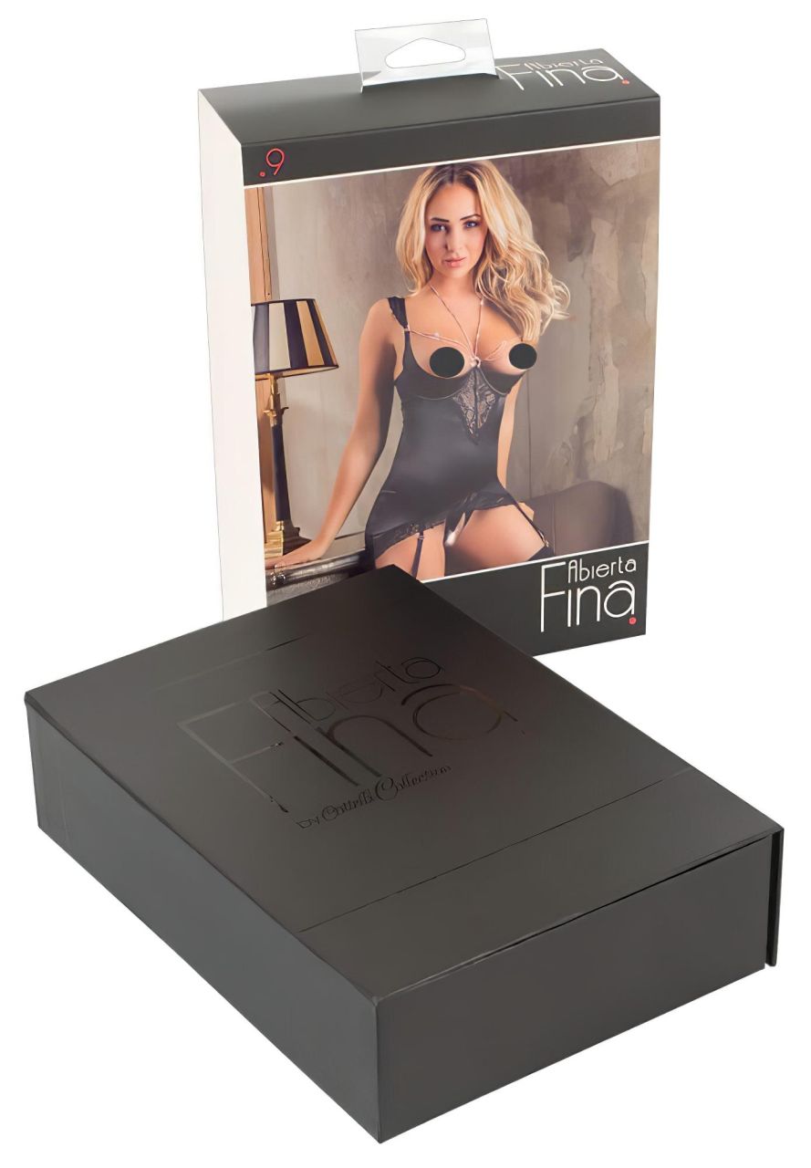 / Abierta Fina - csillogó láncos felső és tanga (fekete) / Abierta Fina - csillogó láncos felső és tanga (fekete)