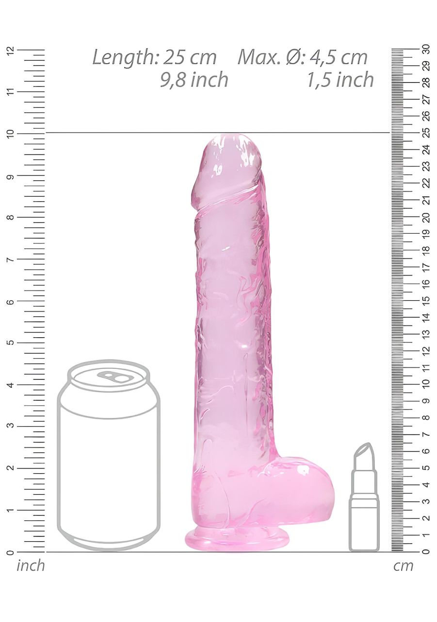 REALROCK - átlátszó élethű dildó - pink (22cm)