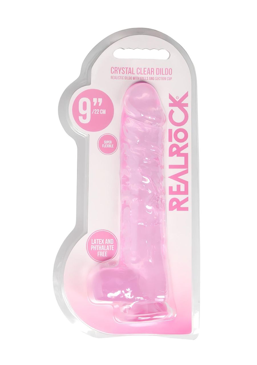 REALROCK - átlátszó élethű dildó - pink (22cm)