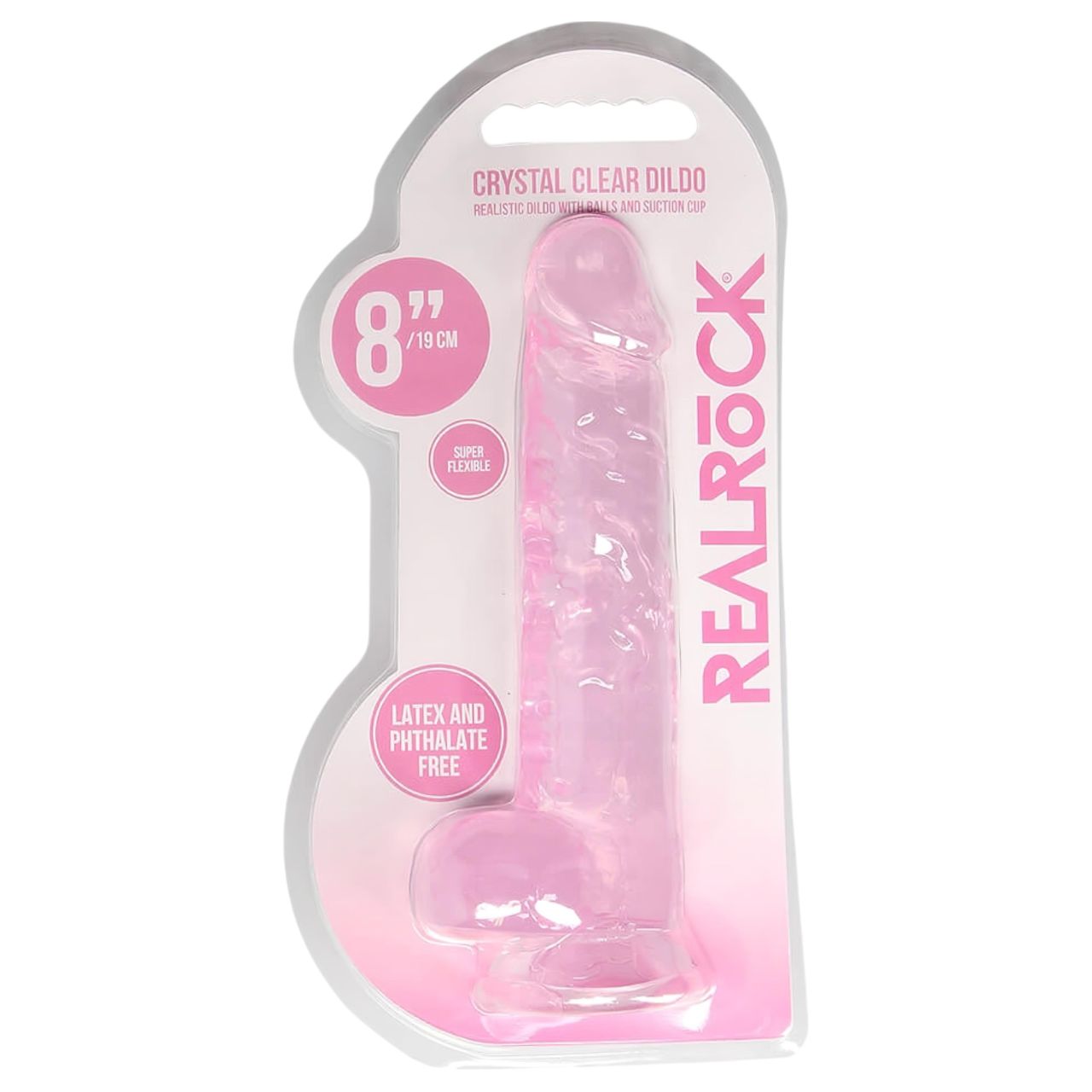 REALROCK - átlátszó élethű dildó - pink (19cm)