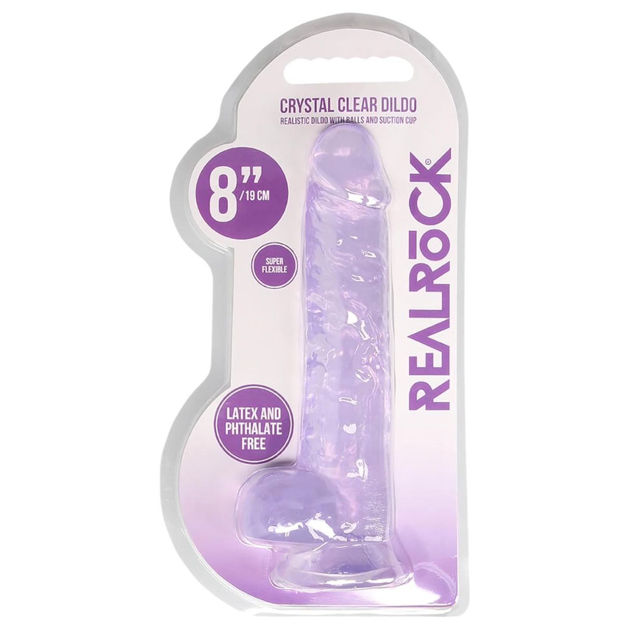 REALROCK - átlátszó élethű dildó - lila (19cm)