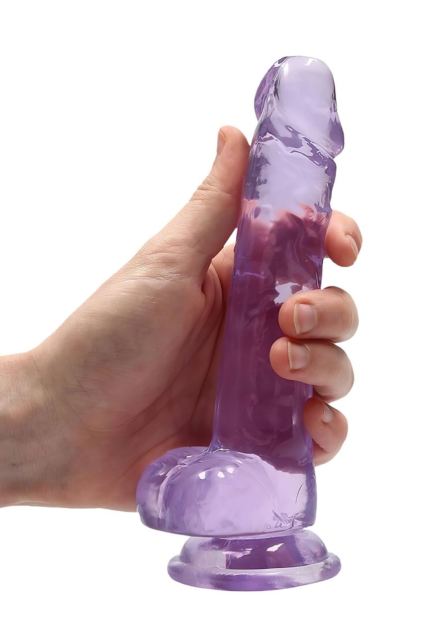 REALROCK - átlátszó élethű dildó - lila (17cm)