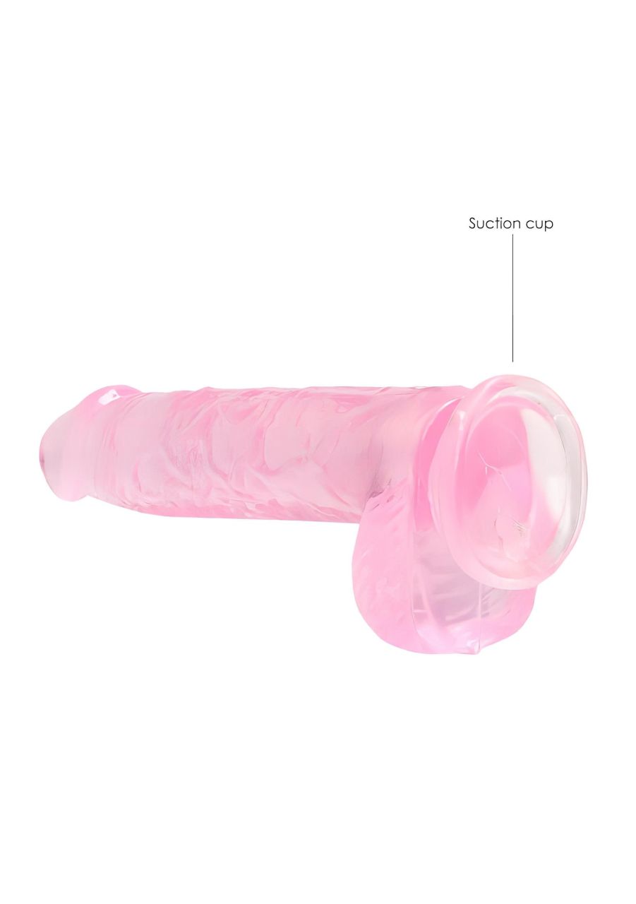 REALROCK - átlátszó élethű dildó - pink (15cm)