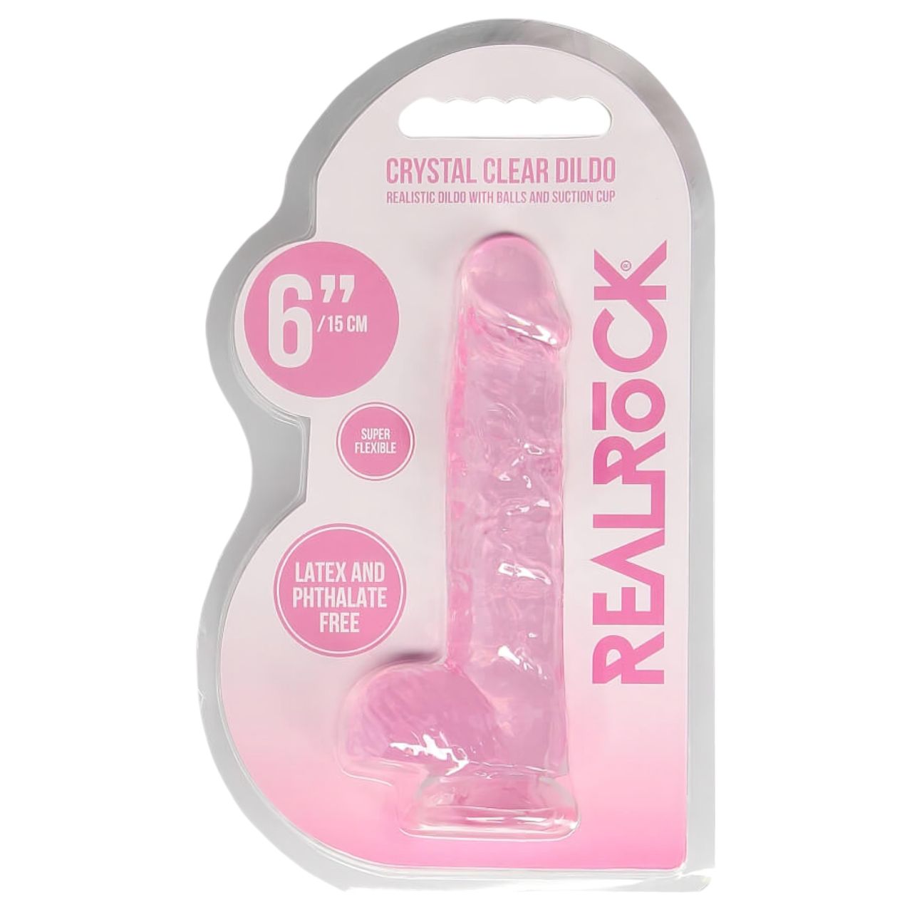 REALROCK - átlátszó élethű dildó - pink (15cm)