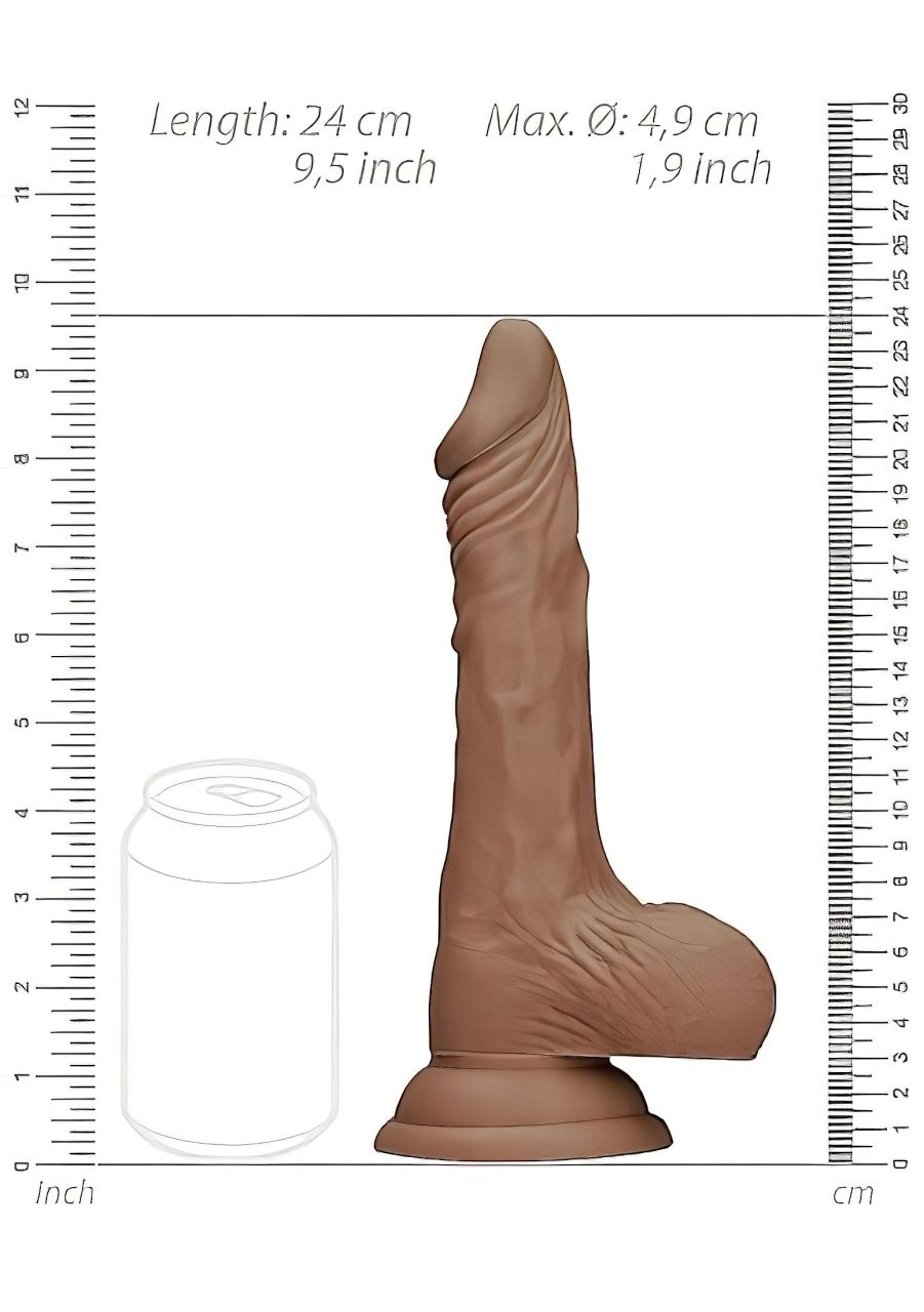 / RealRock Dong 9 - élethű, herés dildó (23cm) - sötét natúr