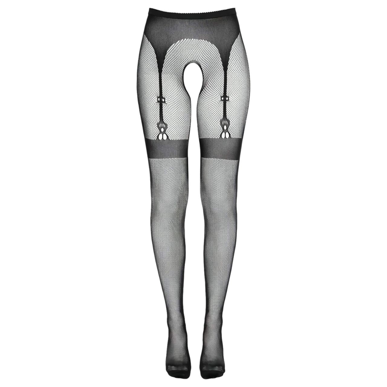 Cottelli Legwear - combfixes nyitott harisnya - fekete (S-L)