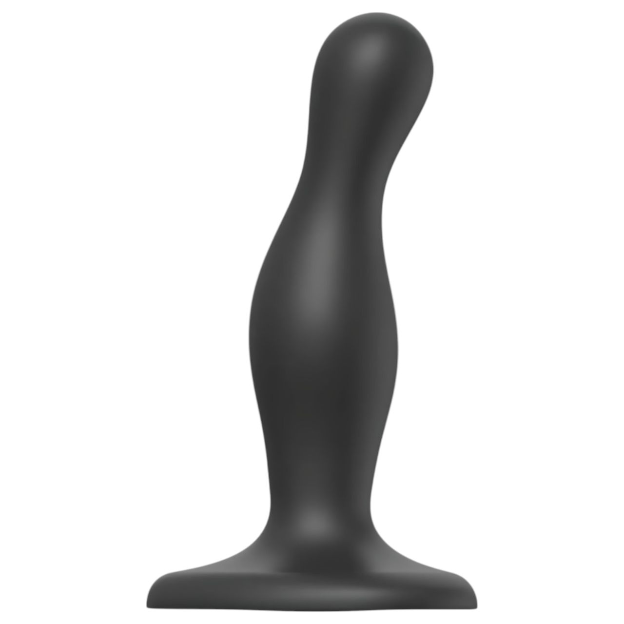 Strap-on-me Curvy S - hullámos, tapadókorongos dildó (fekete)