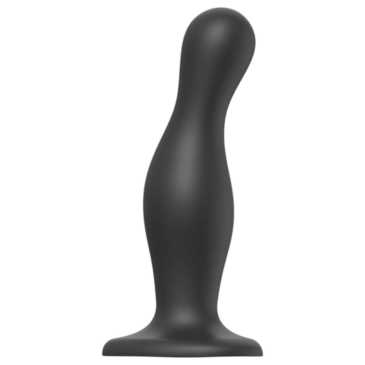 Strap-on-me Curvy L - hullámos, tapadókorongos dildó (fekete)