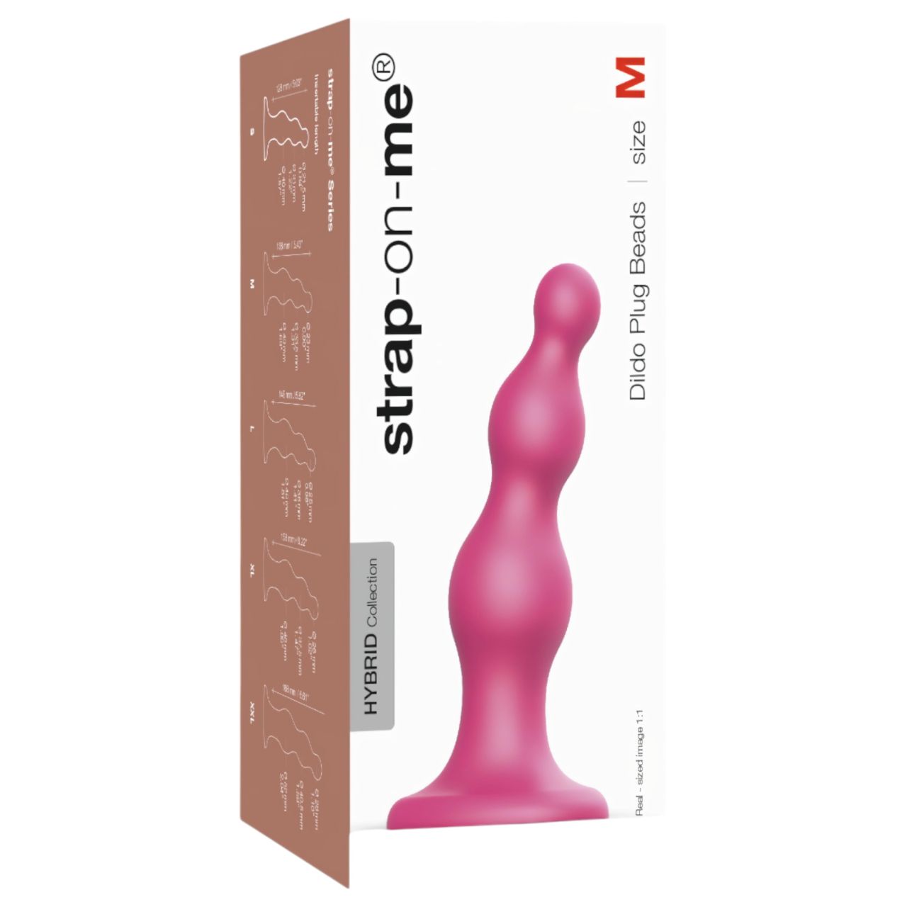 Strap-on-me Beads M - gyöngyös, tapadókorongos dildó (pink)