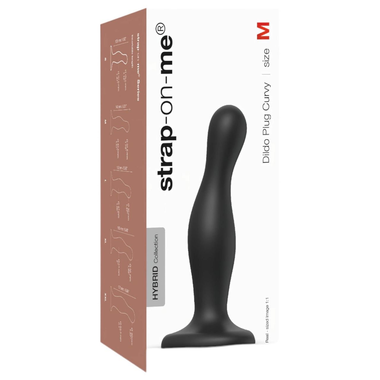 Strap-on-me Curvy M - hullámos, tapadókorongos dildó (fekete)