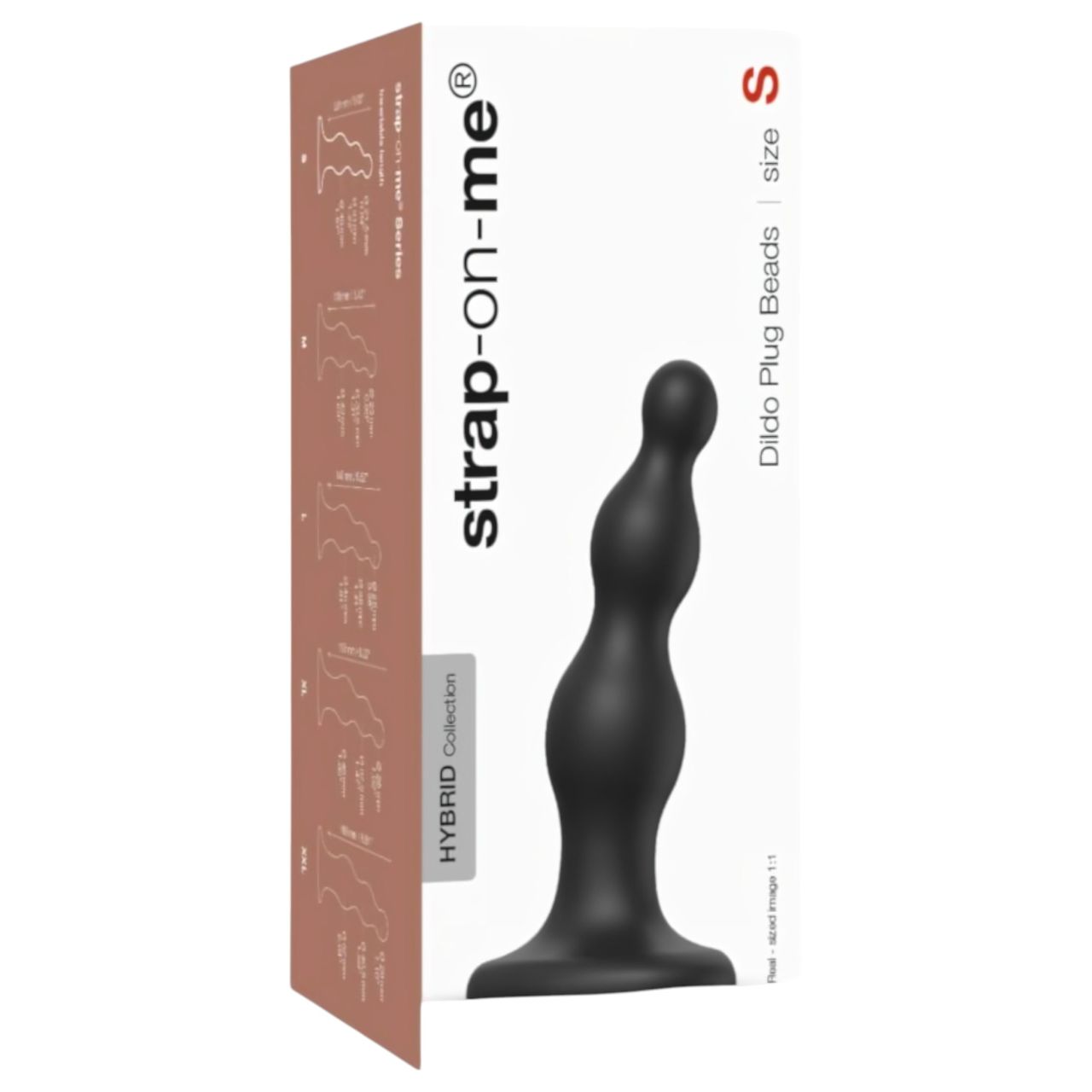 Strap-on-me Beads S - gyöngyös, tapadókorongos dildó (fekete)