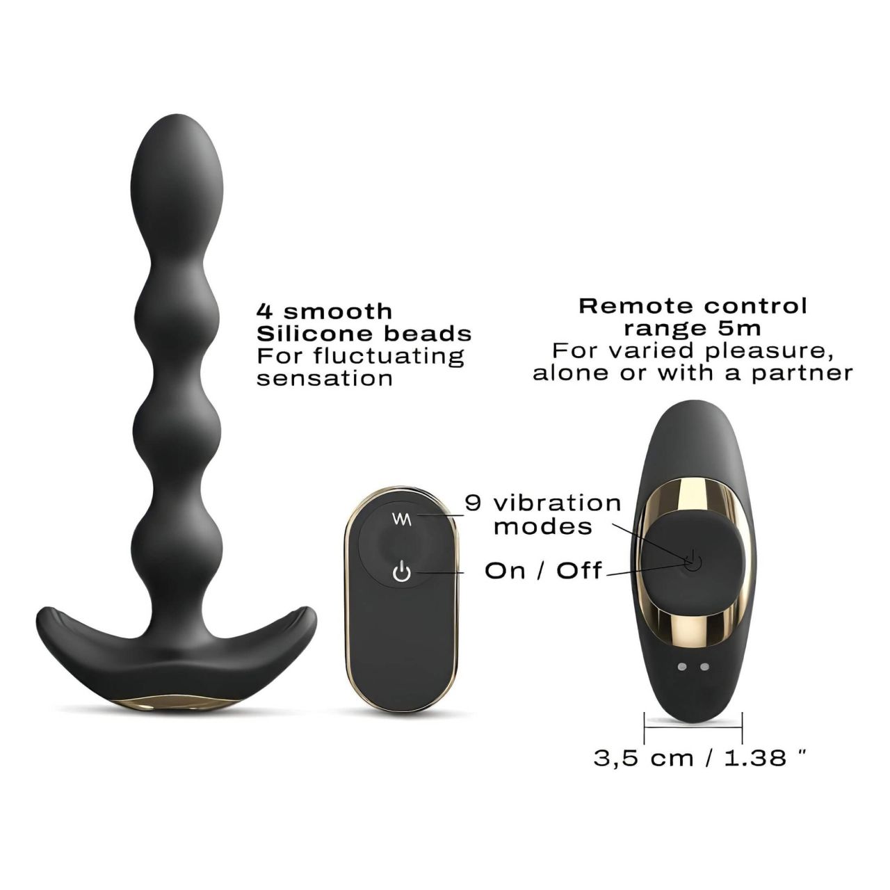 / Dorcel Flexi Balls - akkus, rádiós anál vibrátor (fekete)