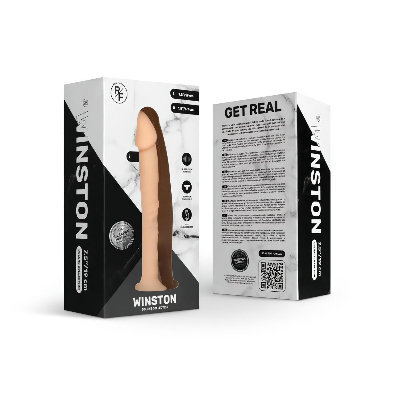Real Fantasy Winston - tapadókorongos vibrátor - 19cm (natúr)