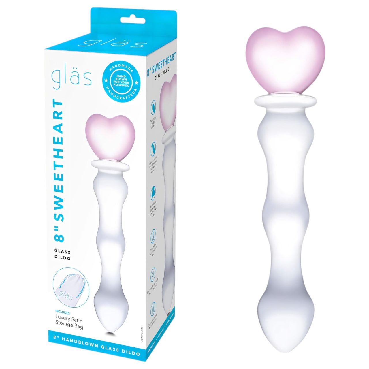 GLAS - szíves üveg dildó (átlátszó)