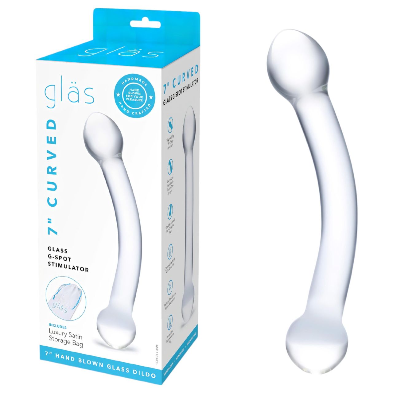 GLAS - kétvégű, G-pont üveg dildó (átlátszó)