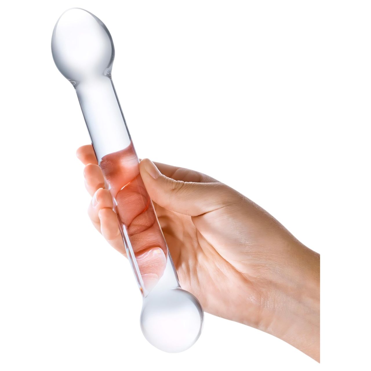 GLAS - kétvégű, G-pont üveg dildó (átlátszó)