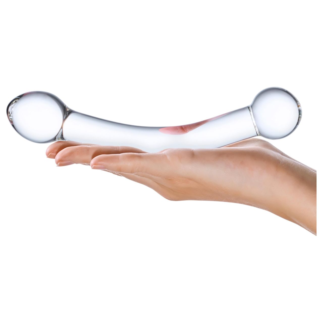 GLAS - kétvégű, G-pont üveg dildó (átlátszó)