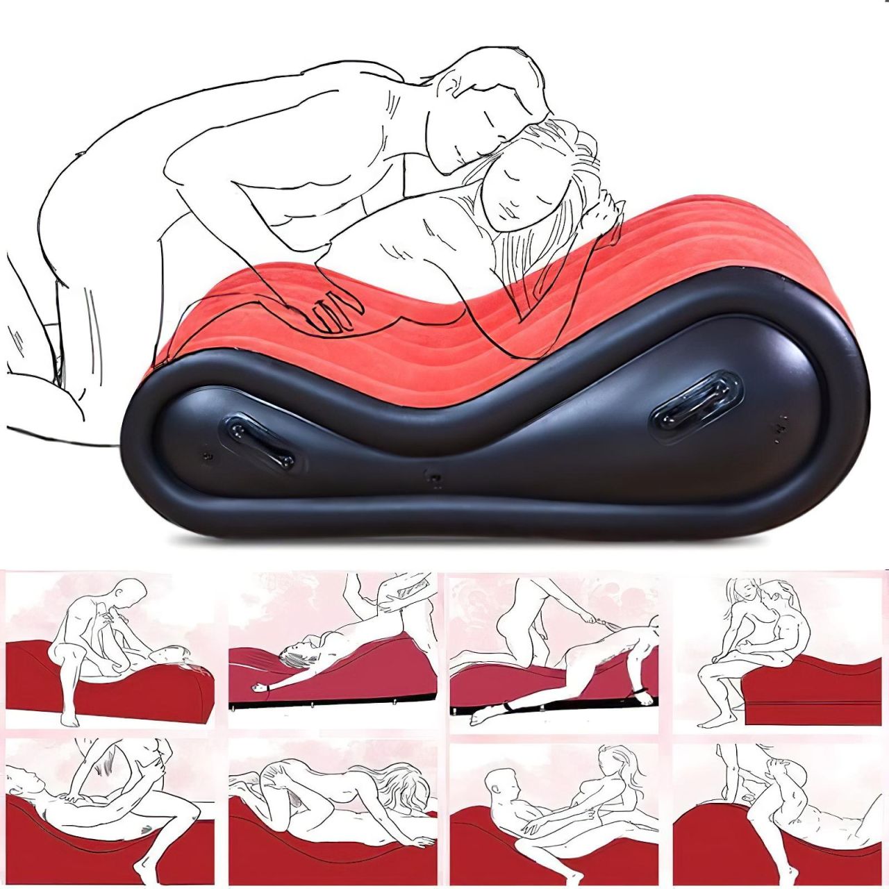 Magic Pillow - Felfújható BDSM szexbútor - bilinccsel - nagy (piros)