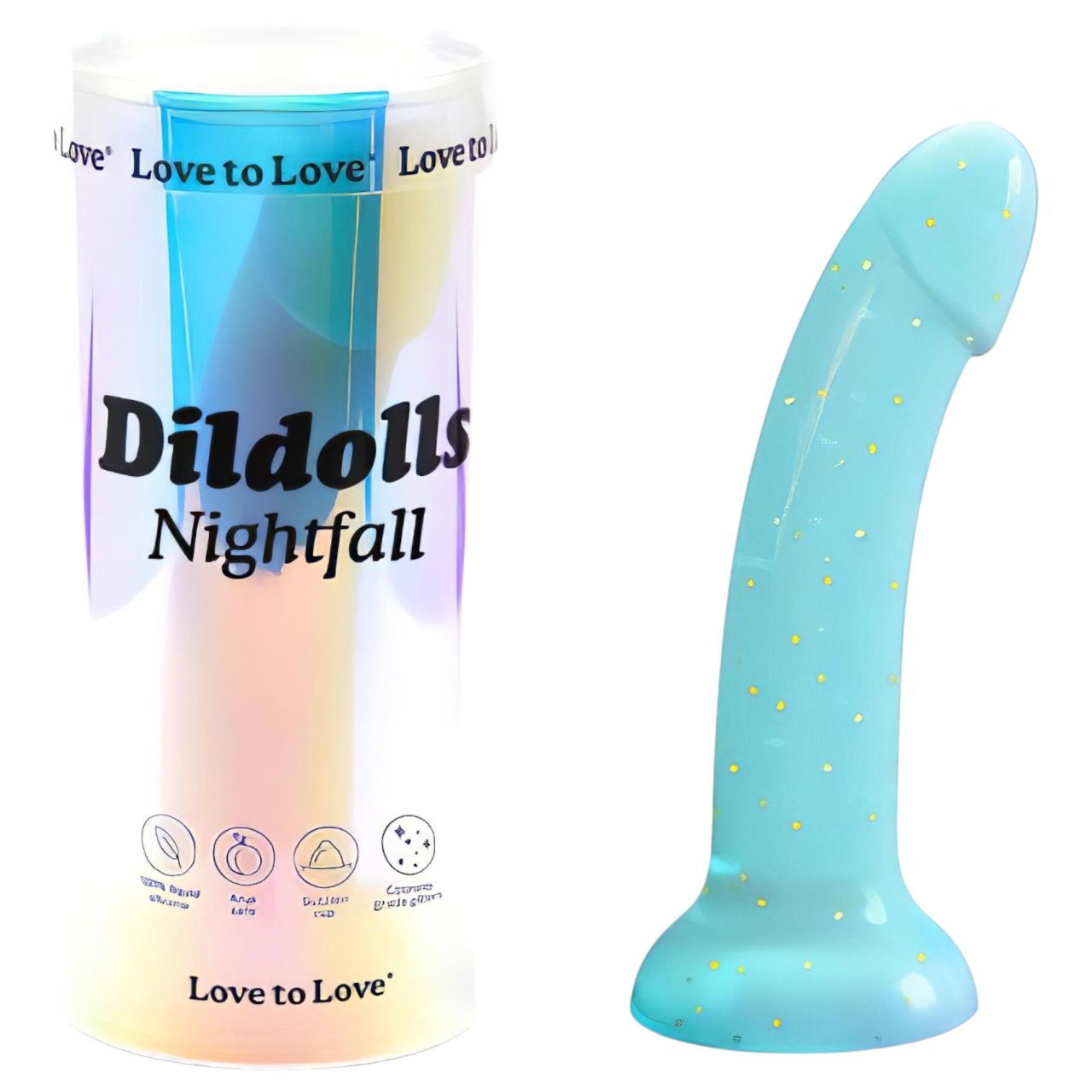 Dildolls Nightfall - tapadókorongos, csillagos dildó (türkiz)