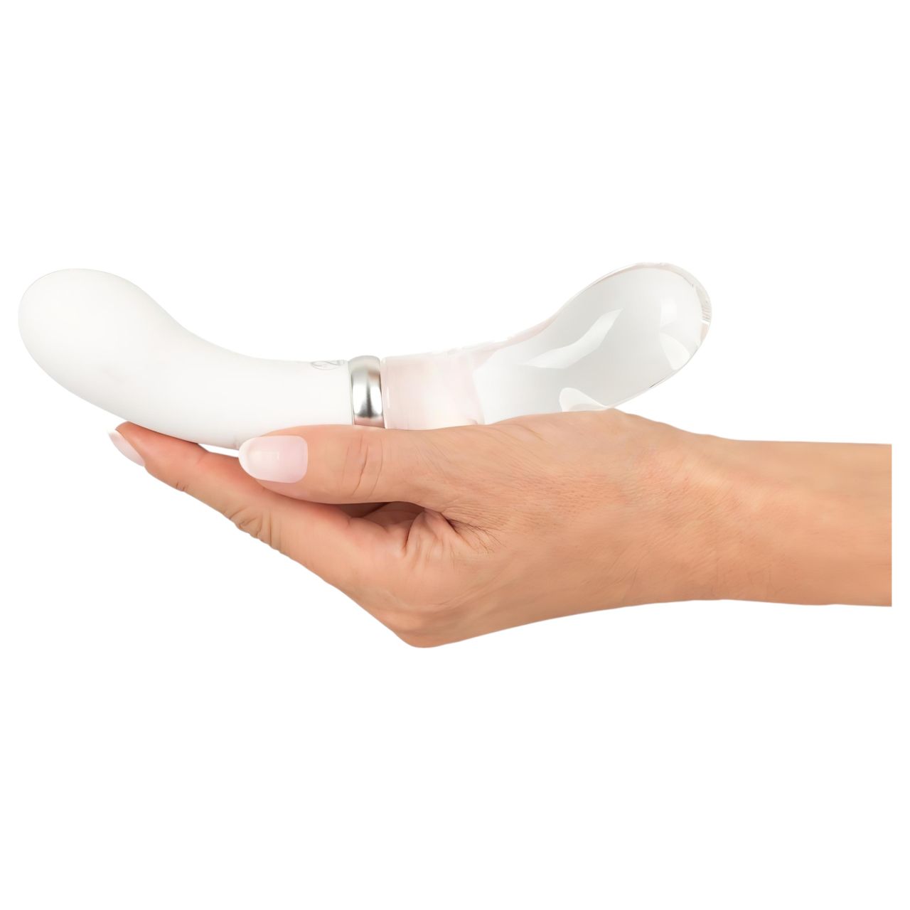You2toys Liaison - szilikon-üveg LED vibrátor (átlátszó-fehér)