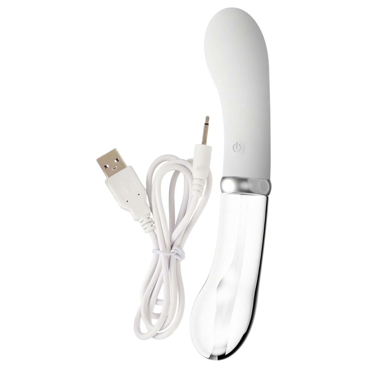 You2toys Liaison - szilikon-üveg LED vibrátor (átlátszó-fehér)