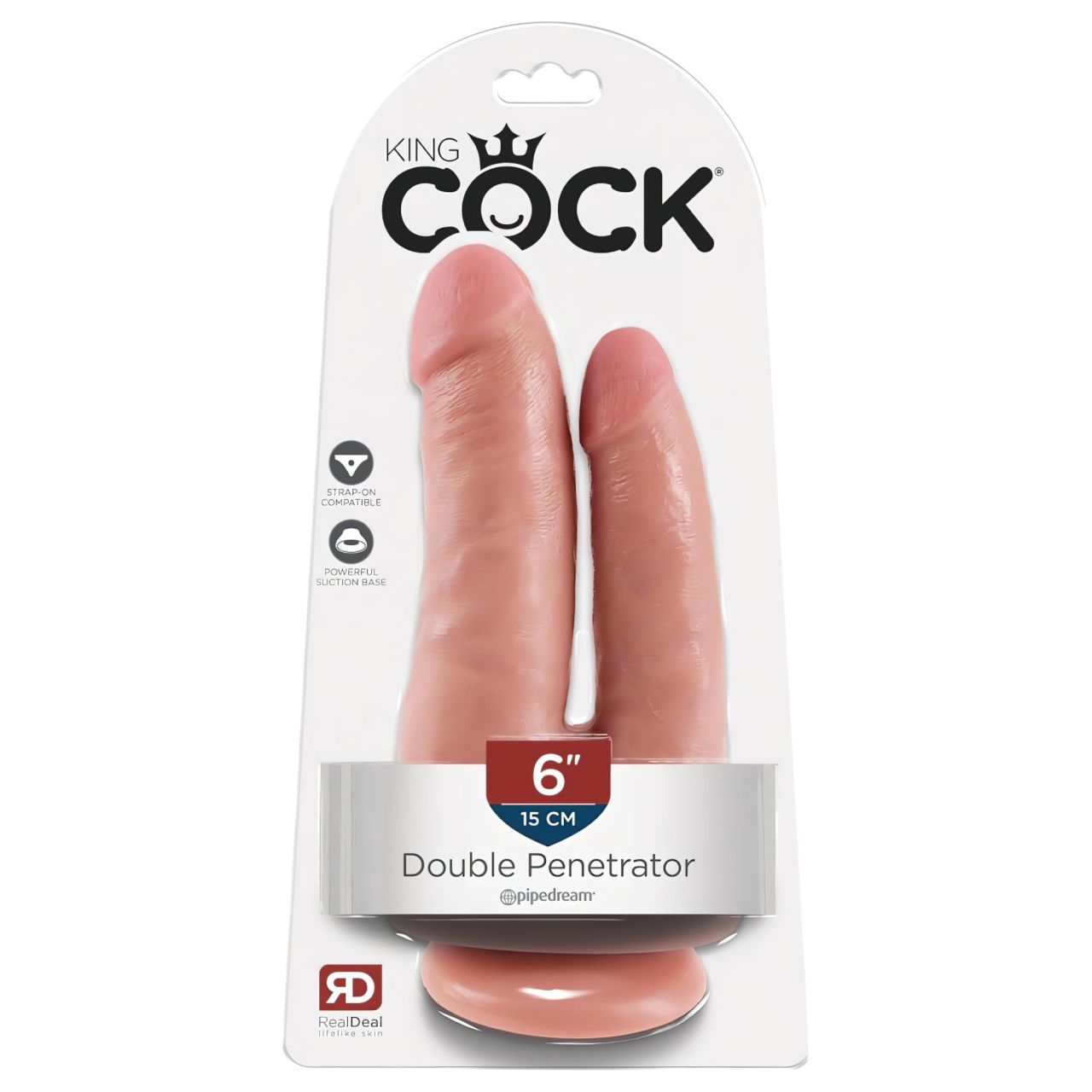 King Cock Double Penetrator - élethű dupla dildó (natúr)