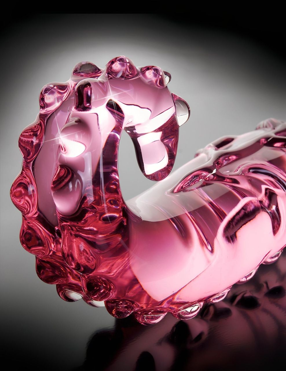 Icicles No. 24 - bordázott nyelv üveg dildó (pink)