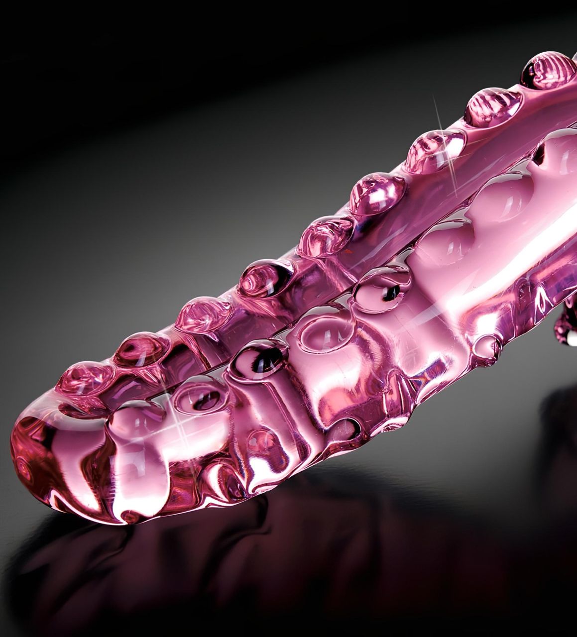 Icicles No. 24 - bordázott nyelv üveg dildó (pink)