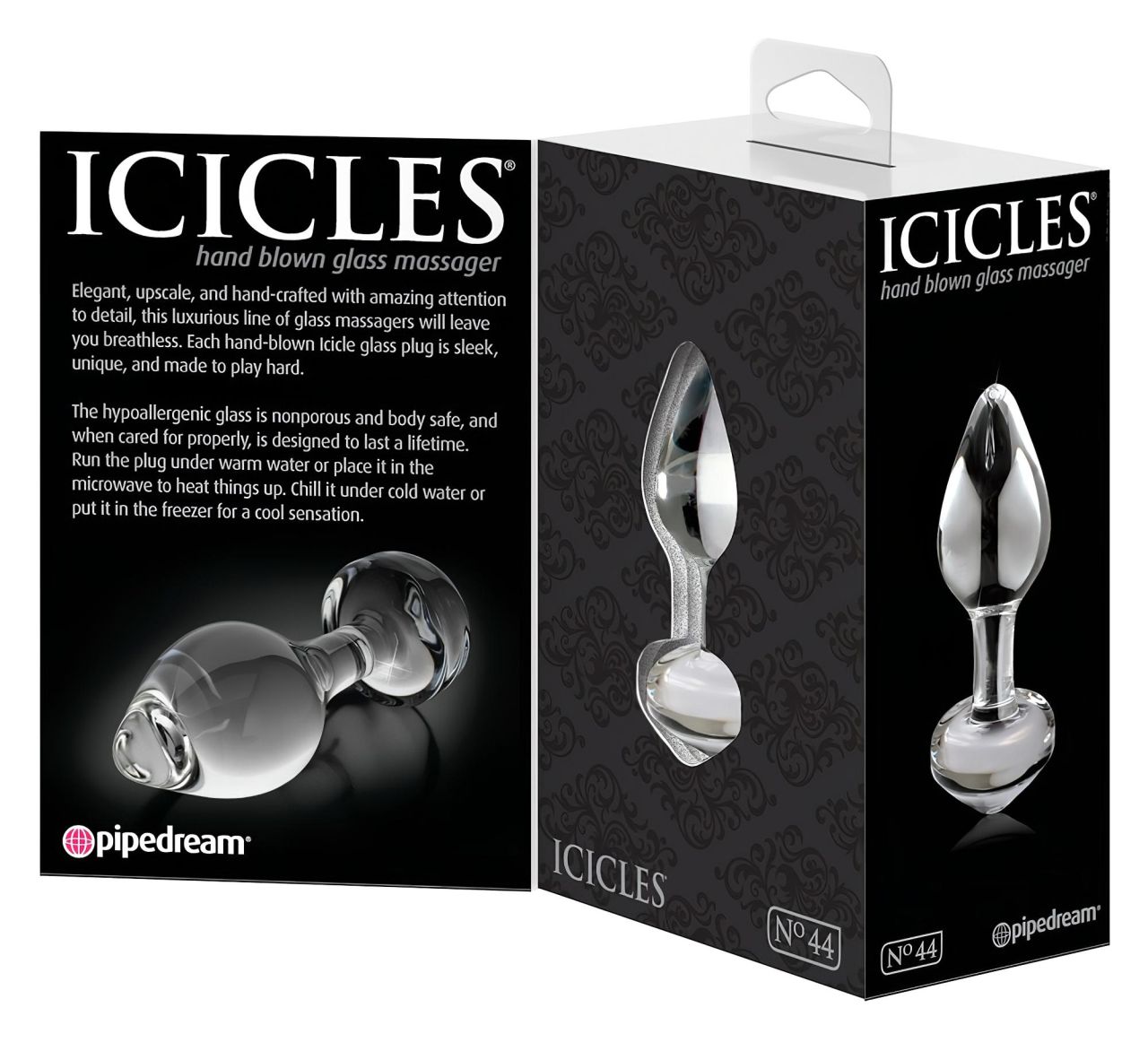 Icicles No. 44 - kúpos, üveg anál plug (átlátszó)