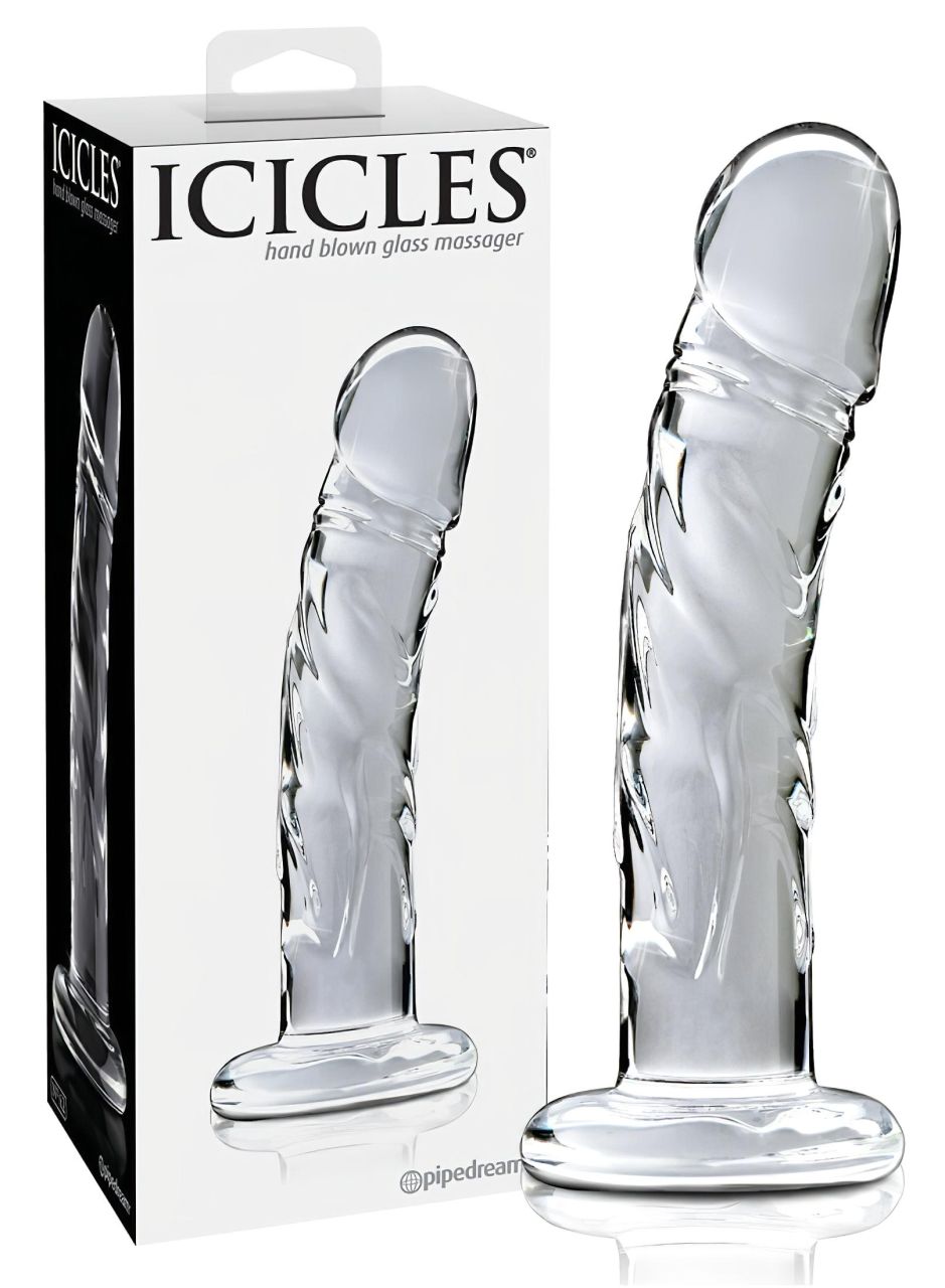 Icicles No. 62 - péniszes üveg dildó (áttetsző)